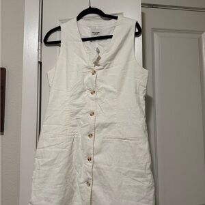 Abercrombie & Fitch Cream Button-Front Mini Dress